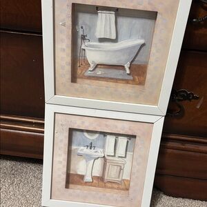 Elegant White Bathroom Wall Art Set